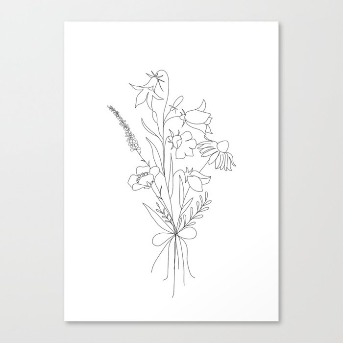 Small Wildflowers Minimalist Line Art Canvas Print