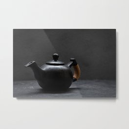 Teapot made from Black Pottery Metal Print