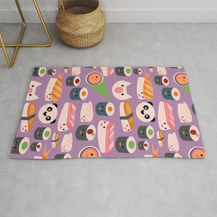 Kawaii sushi purple Rug