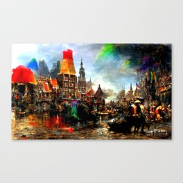Medieval Town in a Fantasy Colorful World Canvas Print