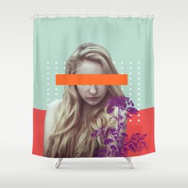 Graphic and contemporary blindfolded girl - photo by Ierdnall (CC by-SA 2.0) and Vecteezy.com Shower Curtain