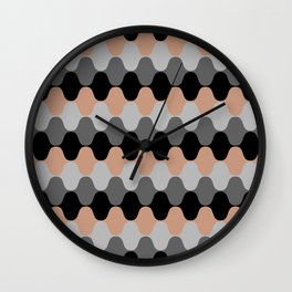 Tan Black and Gray Retro Wavy Stripe Pattern Pairs DE 2022 Popular Color Chinook Salmon DET456 Wall Clock