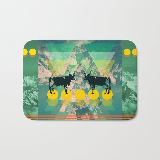 cows are dreaming of funky mountains Bath Mat