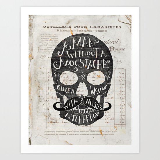 Skull Moustache Art Print
