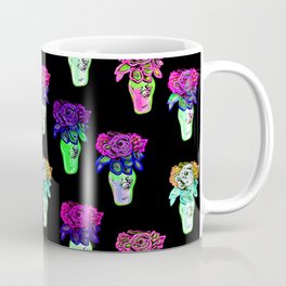 Bright and Bold Beaded Floral Bouquet Pattern Coffee Mug | Graphicdesign, Floral, Florals, Artisancraft, Pattern, Pink, Beaded, Beadwork, Flowers, Craft 