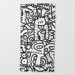 Black and White Graffiti Street art Ink Marker  Beach Towel