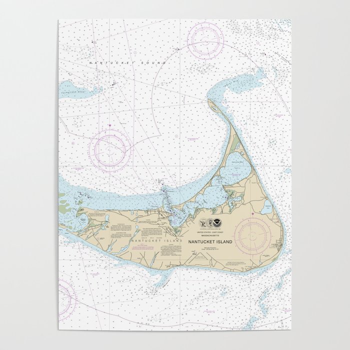 Nantucket Island Massachusetts Nautical Chart 13241 Poster