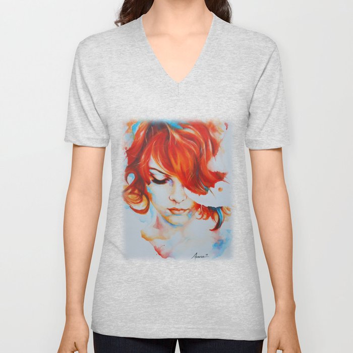 Lady in red V Neck T Shirt