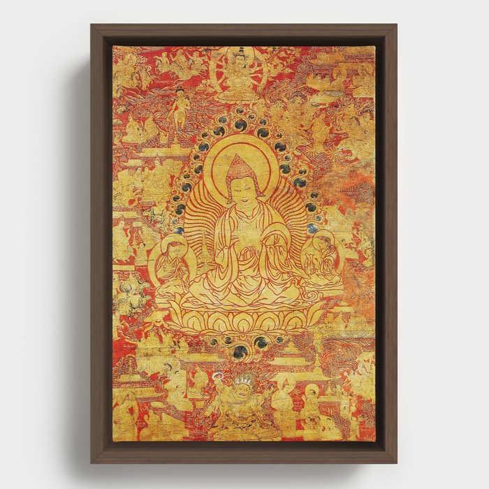 Hindu Teacher Atisha Thangka 1600s Framed Canvas