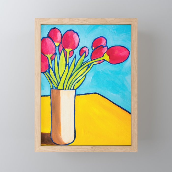 The Three Primaries / Swinging Tulips Framed Mini Art Print