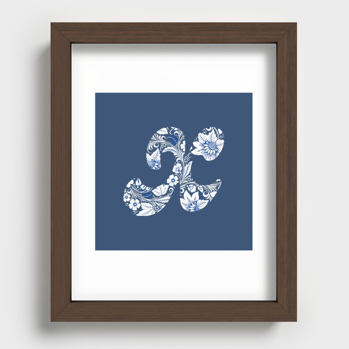 Chinese Element Blue - X Recessed Framed Print