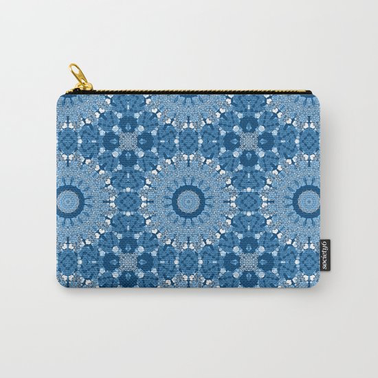 White blue kaleidoscope . Carry-All Pouch