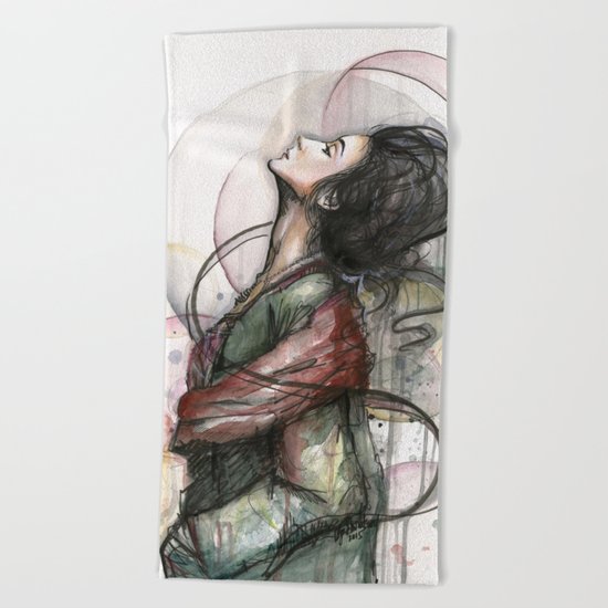Beauty Illustration Beautiful Woman Feminine Portrait Beach Towel
