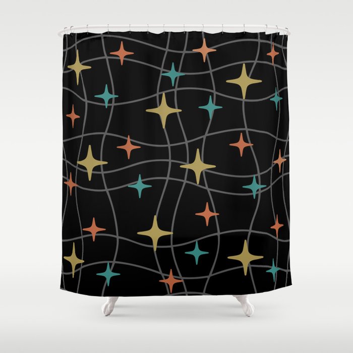 Mid Century Modern Cosmic Star Pattern 621 Shower Curtain