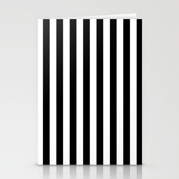 Black and white vertical stripes | Classic cabana Stripe Stationery Cards