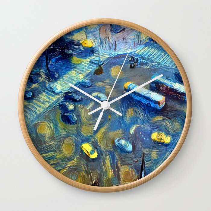 "Gogh's Urban Routine" Wall Clock