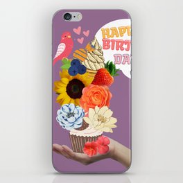 happy birthday cupcake unique design artwork iPhone Skin