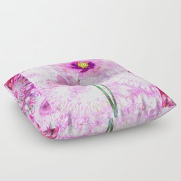Pink Mandala Cosmos Flower Floral Art  Floor Pillow