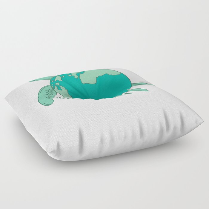 Turtle With Earth Environmental save the planet Floor Pillow