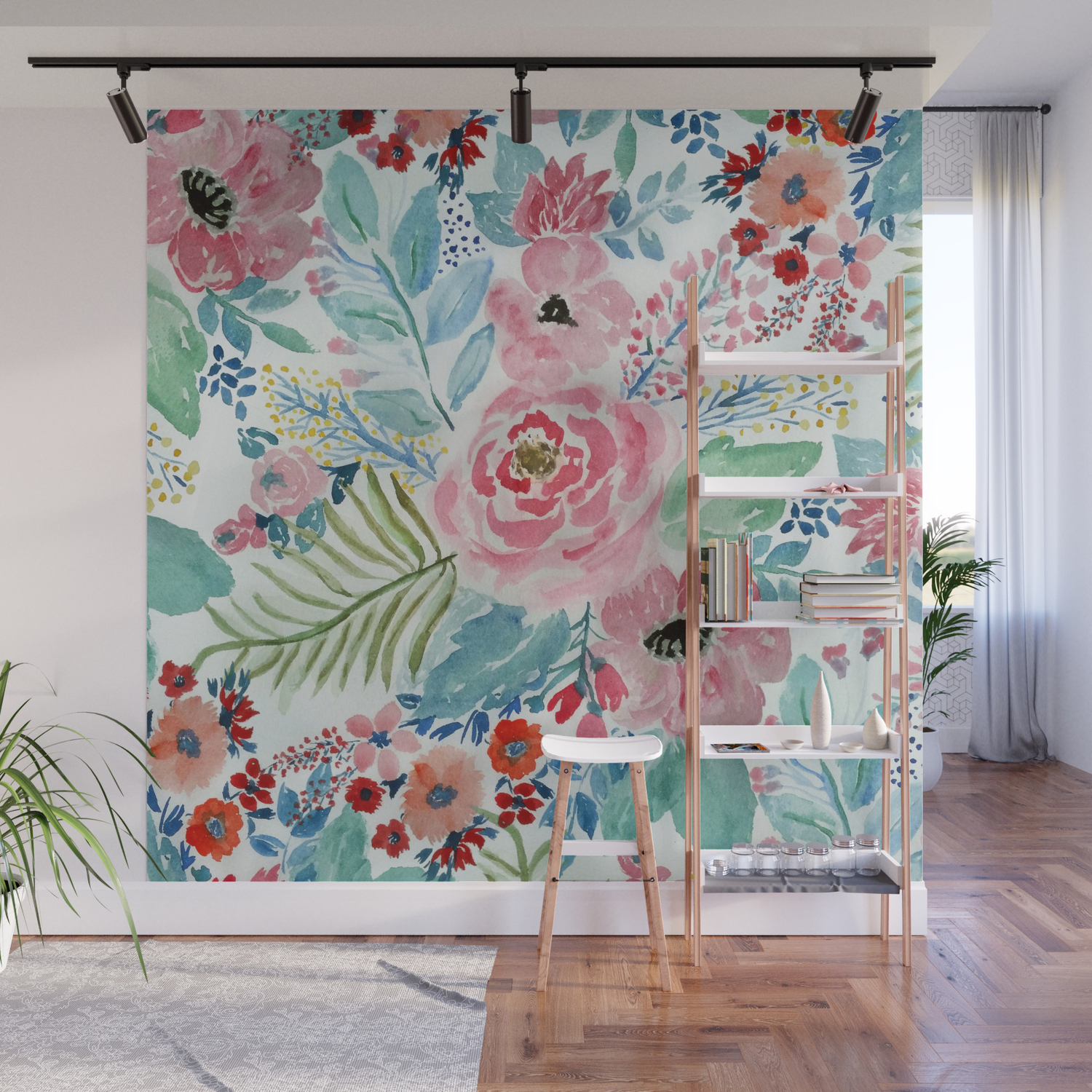 Pretty Watercolor Hand Paint Floral Artwork Wall Mural By Inovarts Society6