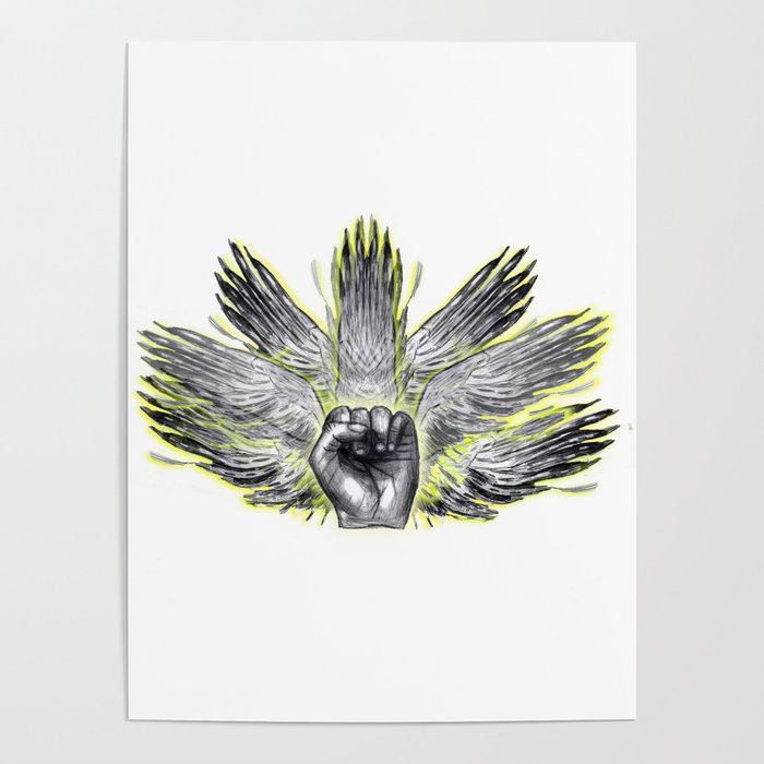 surreal winged hand mystical Feathered animal  Poster