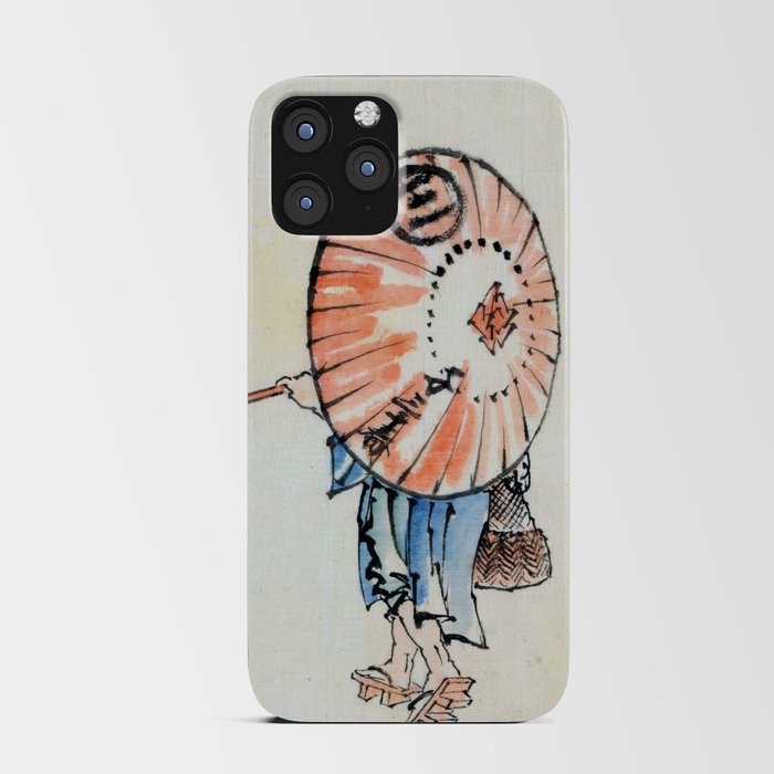 Man Walking in Geta with Parasol and Bag by Hokusai iPhone Card Case