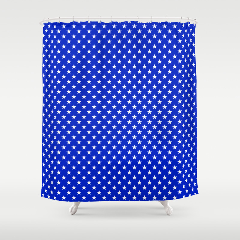 White Stars On Cobalt Blue Shower Curtain By Podartist Society6