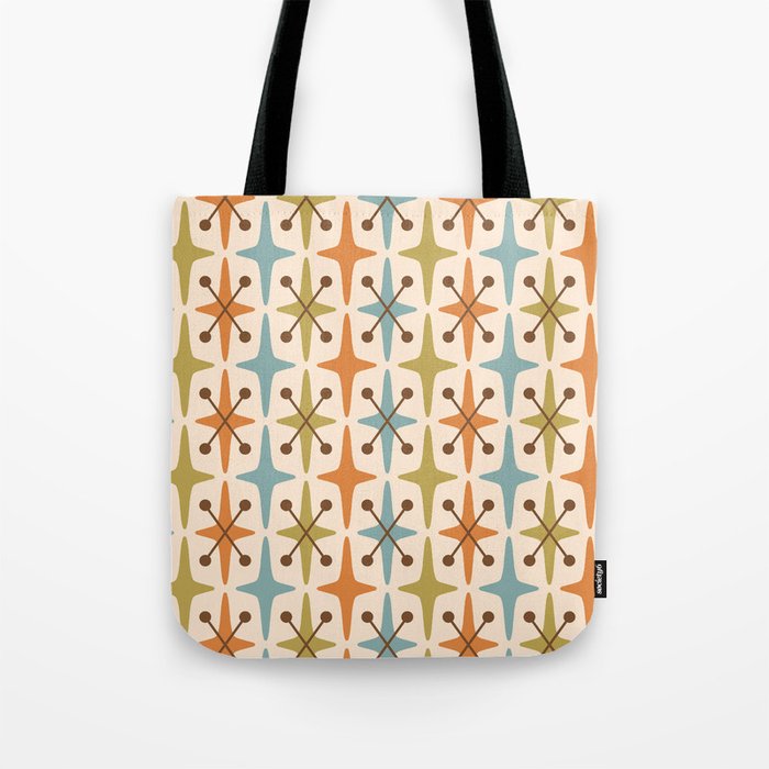 Mid Century Modern Googie Star Pattern Mid Mod Tote Bag