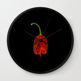 Carolina Reaper On Black Wall Clock | Peppers, Bhutjolokia, Spicy, Texmex, Mexicanfood, Chilies, Pepper, Carolinareaper, Pepperhead, Spice 