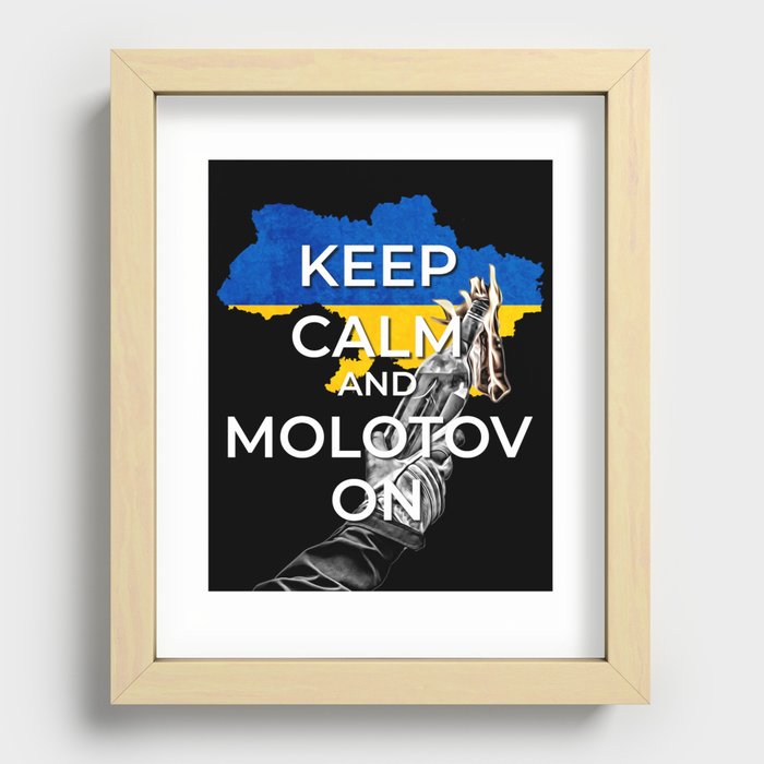 Keep Calm and Molotov On - Ukrainian Flag and Coat Of Arms - 3 Recessed Framed Print