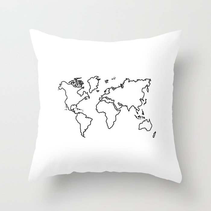 World Map Outline Throw Pillow