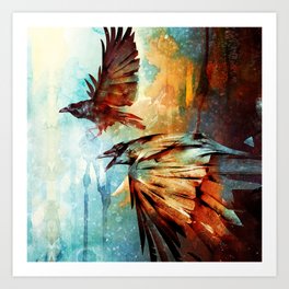 Crows in Flight Art Print