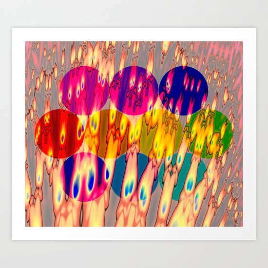 firebodies with blue eyes II forms Art Print