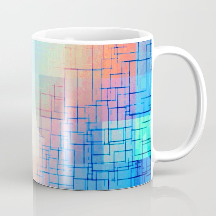 geometric pixel square pattern abstract background in red blue Coffee Mug