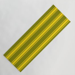 [ Thumbnail: Green and Yellow Colored Pattern of Stripes Yoga Mat ]
