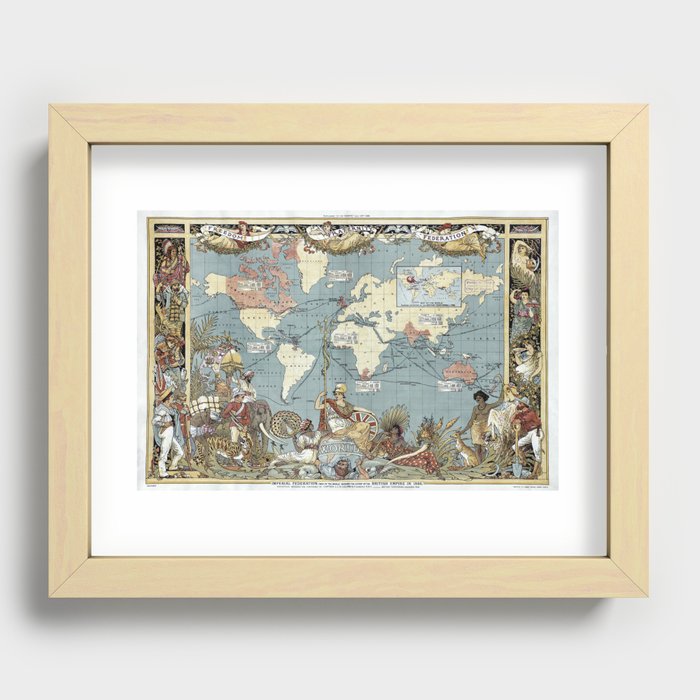 World map-British Empire-1886 vintage pictorial map Recessed Framed Print