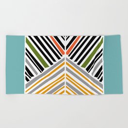 Colorful Stripes With Blue Beach Towel