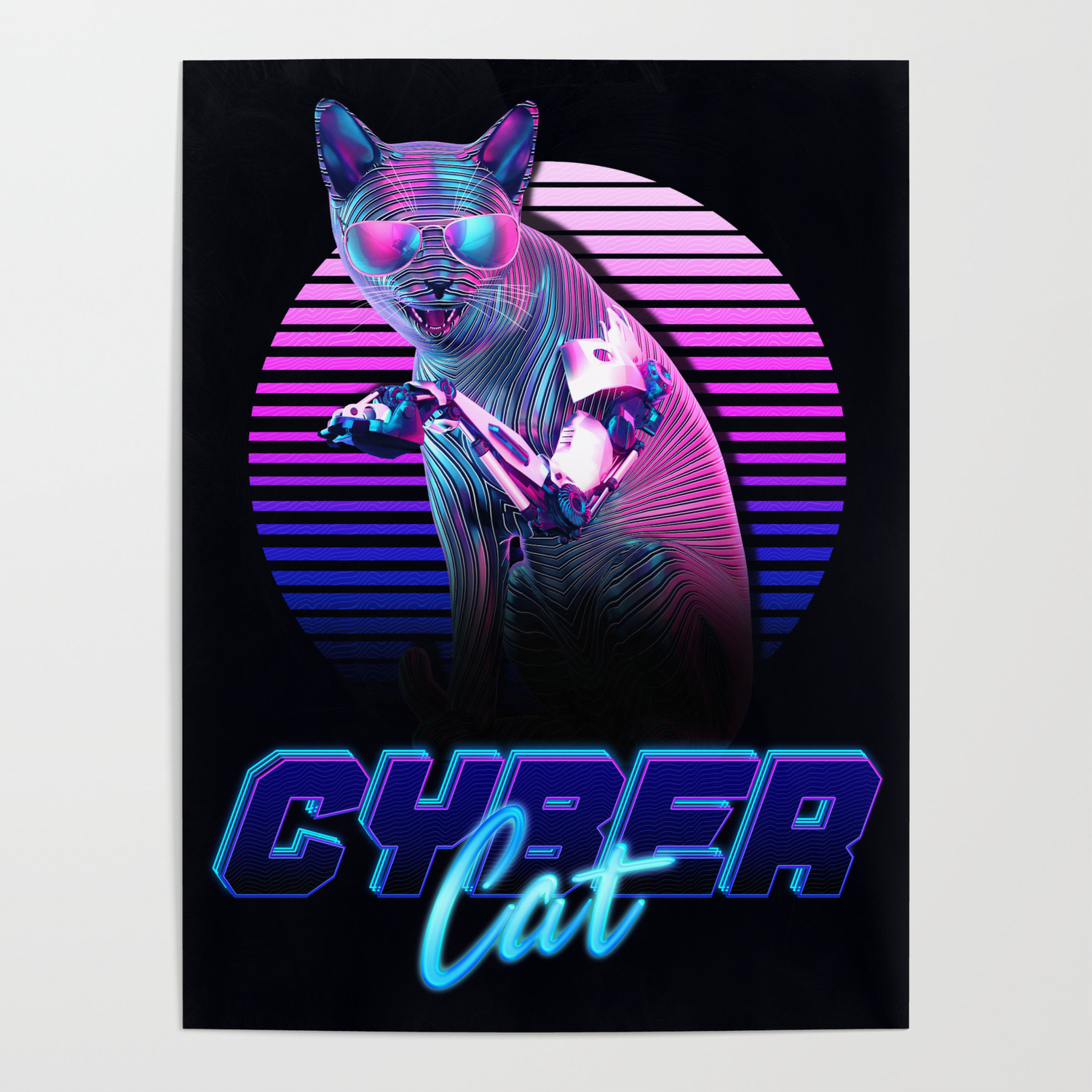 Cybercat Pet Cyborg cat cyberstyle 2077 Video game Poster by Ariela Alez |  Society6