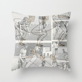 Warming up vintage sport collage Throw Pillow