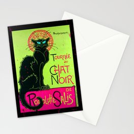 Chat Noir in Chartreuse and Bubble Gum Stationery Card