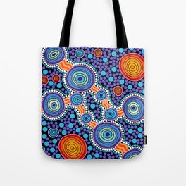 Authentic Aboriginal Art - The Journey Blue Tote Bag