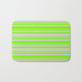 [ Thumbnail: Green & Light Grey Colored Lined Pattern Bath Mat ]