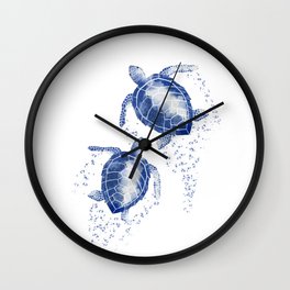 Two Sea Turtles Marine Blue  Wall Clock
