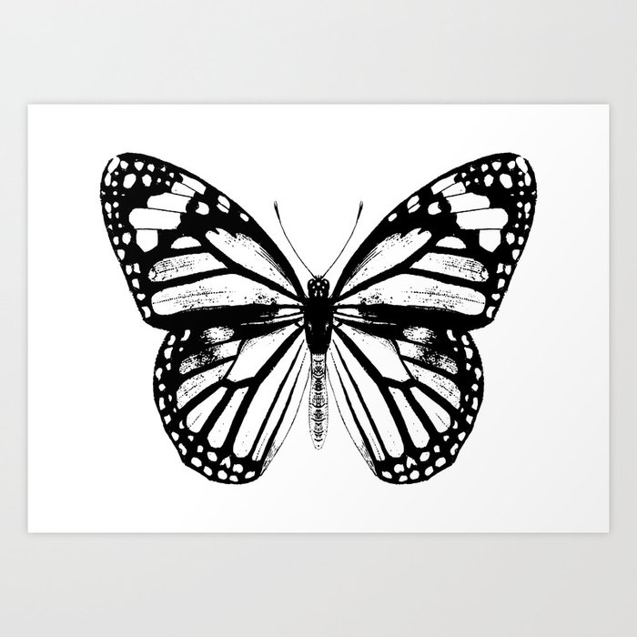 Monarch Butterfly | Vintage Butterfly | Black and White | Art Print