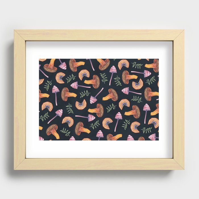 mushroom pattern / wild life Recessed Framed Print