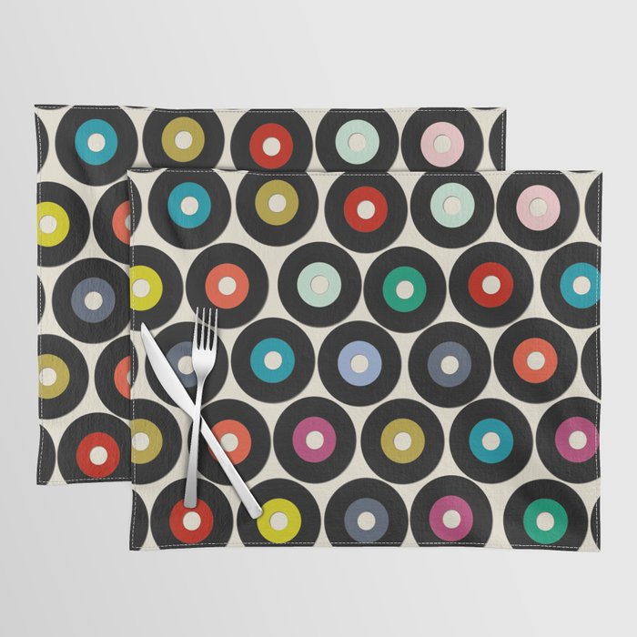 Colourful polka dot pattern original vinyl placemats