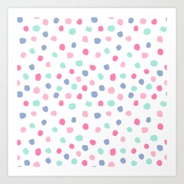 Pastel painted dots pattern minimal mint and pink nursery home decor patterns Art Print