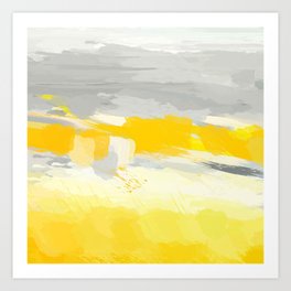 Grey and Yellow Abstract Art Painting Art Print