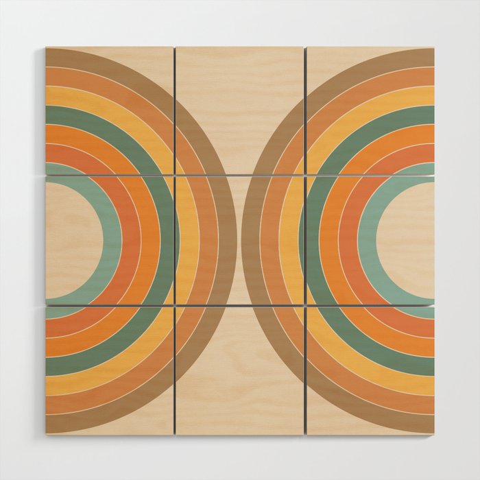 Double semicircles in retro style Wood Wall Art