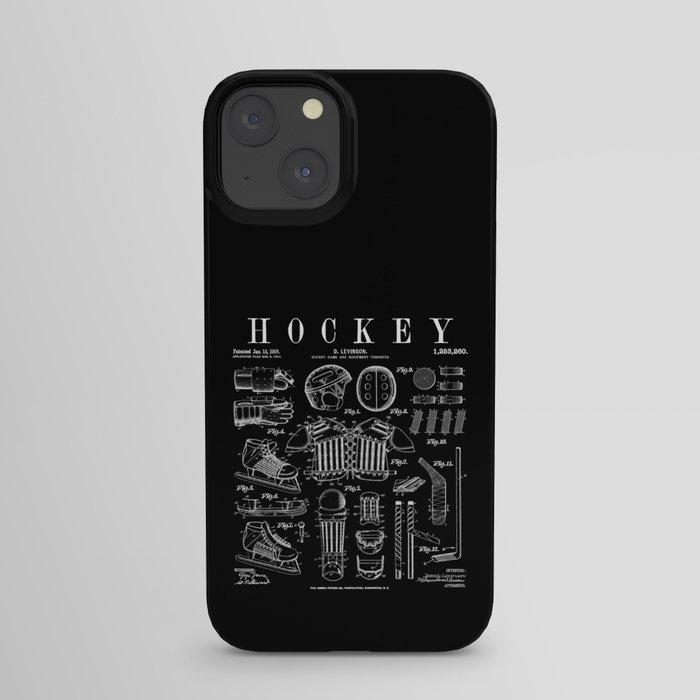 Ice Hockey Player Winter Sport Vintage Patent Print iPhone Case